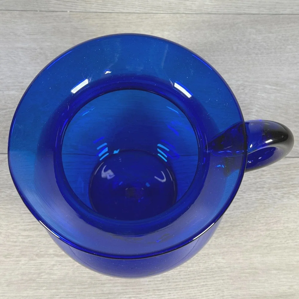 Blenko Cobalt Blue Glass Pitcher Signed 2005 Hand Blown 7.5in USA 2000s